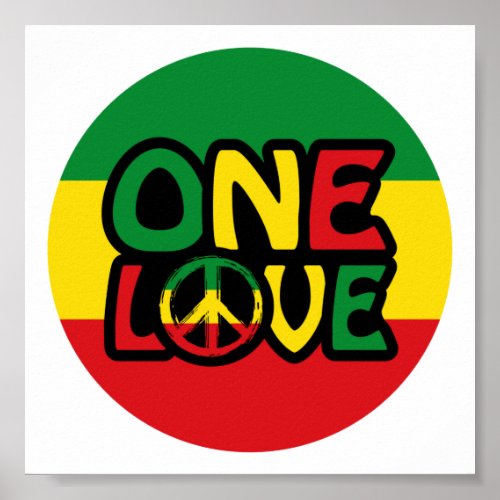 One Love Reggae design with reggae colors Poster