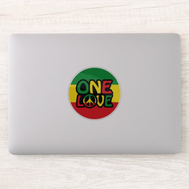 One Love, Reggae design with reggae colors Sticker (Computer)