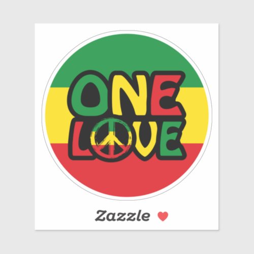 One Love Reggae design with reggae colors Sticker