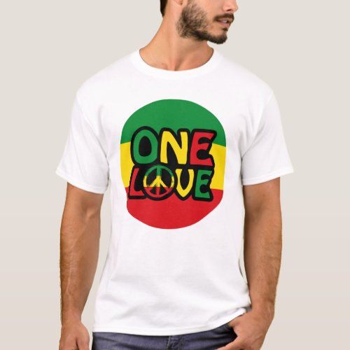 One Love Reggae design with reggae colors T_Shirt