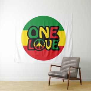 One Love, Reggae design with reggae colors Tapestry
