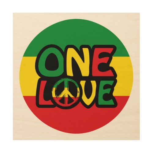 One Love Reggae design with reggae colors Wood Wall Art