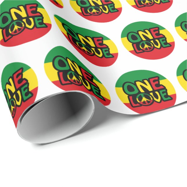 One Love, Reggae design with reggae colors Wrapping Paper (Roll Corner)