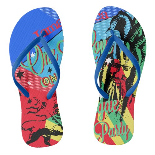 One Love Reggae Music Rasta Flip Flops