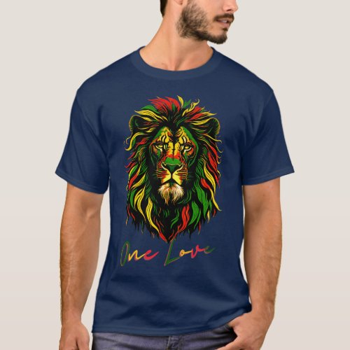 One Love Reggae Rasta Lion T_Shirt