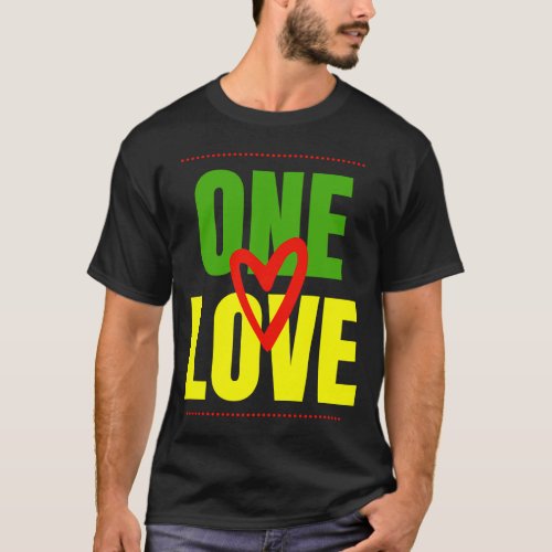 One Love Reggae Red Green Yellow Jamaica Pride Reg T_Shirt