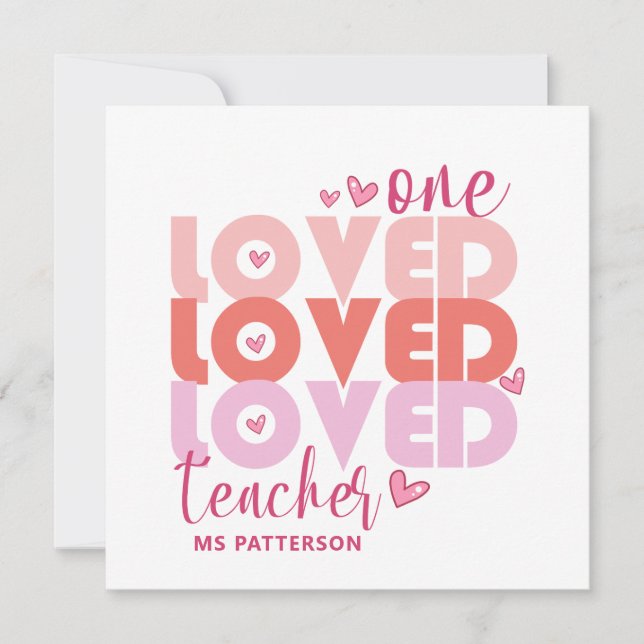 One Love Teacher Pink Modern Personalized Name (Front)