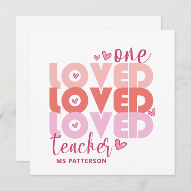 One Love Teacher Pink Modern Personalized Name (Front/Back)