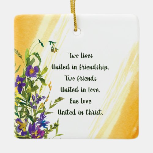One love united in Christ Inspirational Quote Ceramic Ornament