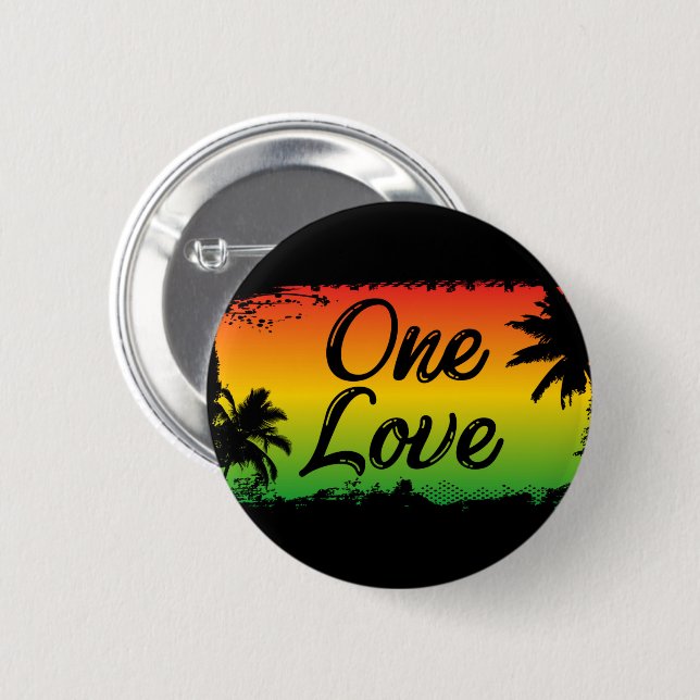 One Love Unity and Respect for Everyone Rasta Button (Front & Back)