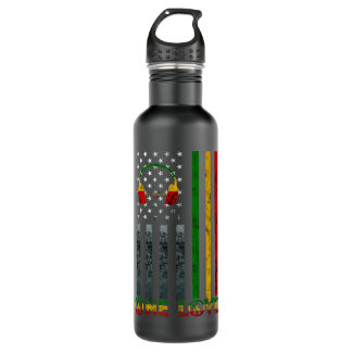 One Love USA American Flag Rasta Reggae Reggae Mus Stainless Steel Water Bottle