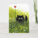 One Love Valentine Black Cat Card by Bihrle