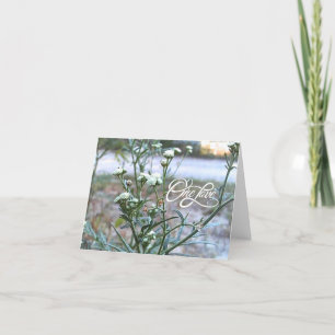 One Love, White Wildflower, Nature Art Blank Card