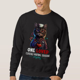 One Loved Certified Nursing Assistant Mom Cat Moth Sweatshirt