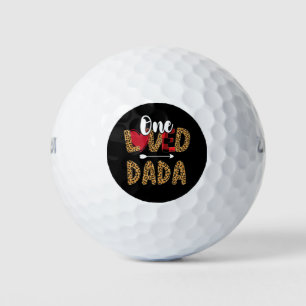 One Loved Dada Leopard Buffalo Plaid Valentines Golf Balls