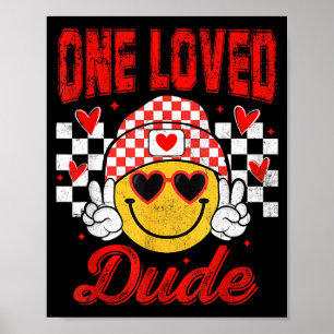 One Loved Dude Checkered Heart Valentines Day Boys Poster