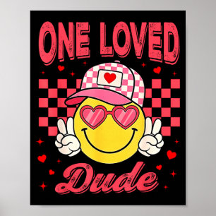 One Loved Dude Checkered Heart Valentines Day Boys Poster