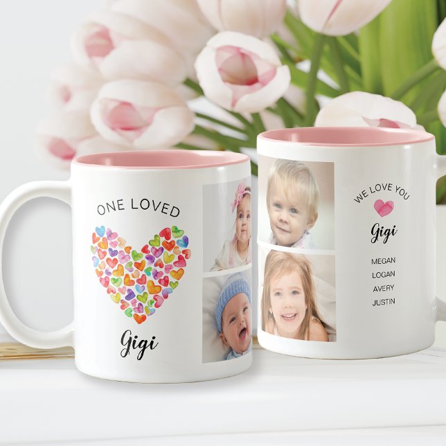 One Loved Gigi Four Photo Collage  Two-Tone Coffee Mug (Creator Uploaded)