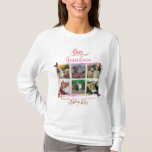 One Loved Grandma Photo Collage Personalized T-Shirt<br><div class="desc">Photo collage of 6 on a pink mottled background with flower and butterfly detail. The wording "One loved Grandma" can be changed as suits your needs. As well as the names at the bottom. Insert your own photo's and make it uniquely yours. All changes can be made by using the...</div>