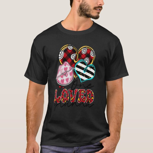 One Loved Granna Kissing Red Plaid Heart Valentine T-Shirt (Front)