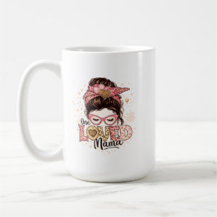 One Loved Mama Cute Leopard Heart Mom Quote Coffee Mug