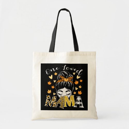 One Loved Mama Messy Bun Hair Leopard Heart Tote Bag