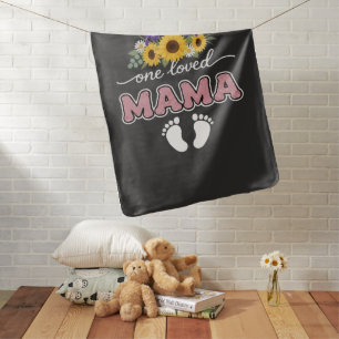 One Loved Mama Sunflower Iris Pregnancy Reveal Baby Blanket