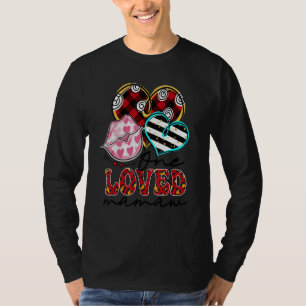 One Loved Mamaw Kissing Red Plaid Heart Valentine' T-Shirt