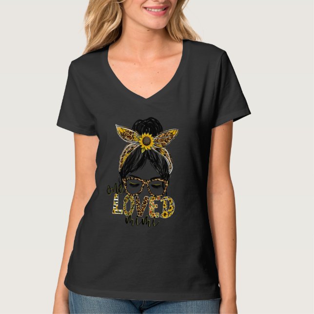 One Loved Mimi Messy Bun Women Valentine's Day T-Shirt (Front)