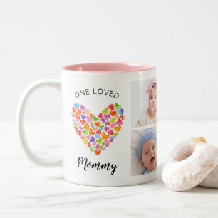 One Loved Mommy Four Photo Collage Two-Tone Coffee Mug