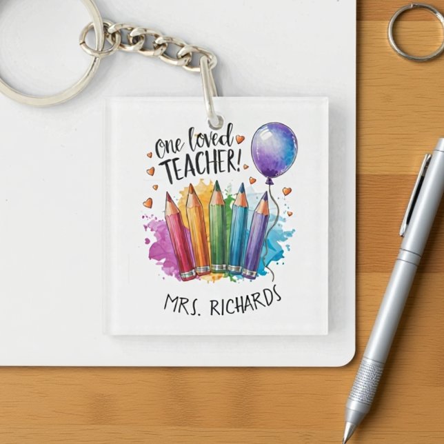 One Loved Teacher Personalised Thank You Gift Keychain (One Loved Teacher Personalised Thank You Gift Keychain)