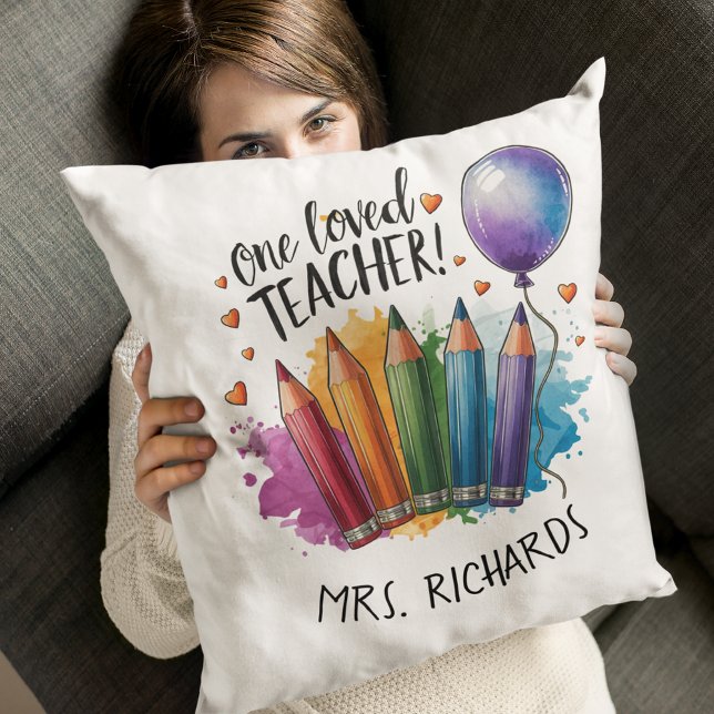 One Loved Teacher Personalised Thank You Gift Throw Pillow (One Loved Teacher Personalised Thank You Gift Throw Pillow)