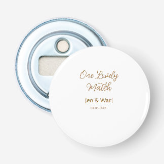 one lovely match pink golden name date wedding cou bottle opener