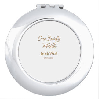 one lovely match pink golden name date wedding cou compact mirror