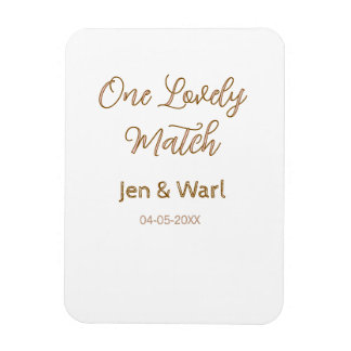 one lovely match pink golden name date wedding cou magnet