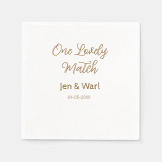 one lovely match pink golden name date wedding cou napkins