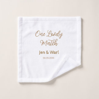 one lovely match pink golden name date wedding cou wash cloth
