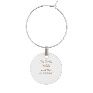 one lovely match pink golden name date wedding cou wine charm