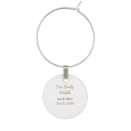one lovely match pink golden name date wedding cou wine charm