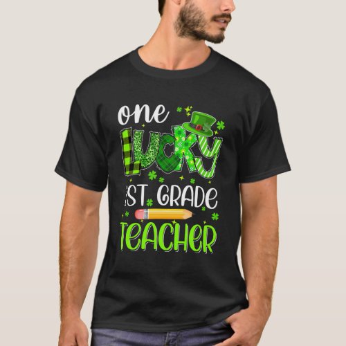 One Lucky 1St Grade Teacher Pencil Shamrock St Pat T_Shirt