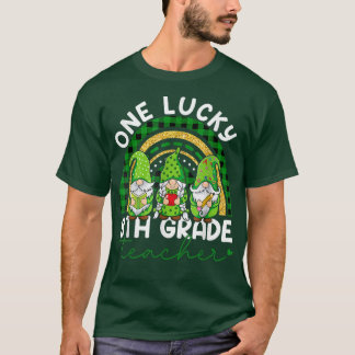 One Lucky 8th Grade Teacher Gnomes St Patricks Rai T-Shirt