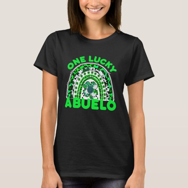 One Lucky Abuelo Good Luck Green Rainbow Shamrock  T-Shirt (Front)