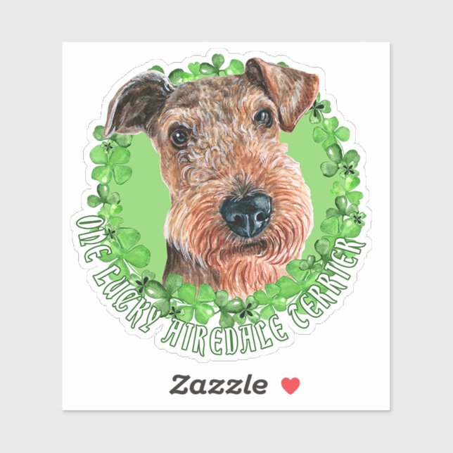 One Lucky Airedale Terrier Funny St. Patrick Dog Sticker (Sheet)