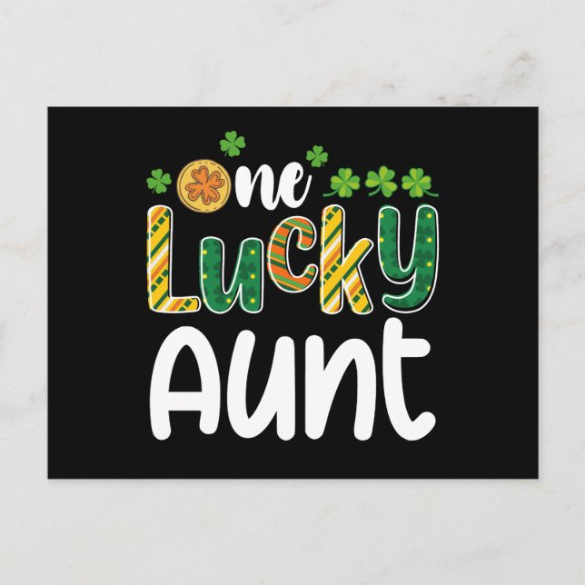 One Lucky Aunt Matching Family St Patrick's Day Postcard (Front)