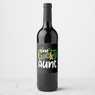 One Lucky Aunt Matching Family St Patrick's Day Wine Label