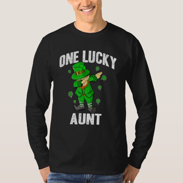 One Lucky Aunt St Patricks Day Dabbing Leprechaun  T-Shirt (Front)