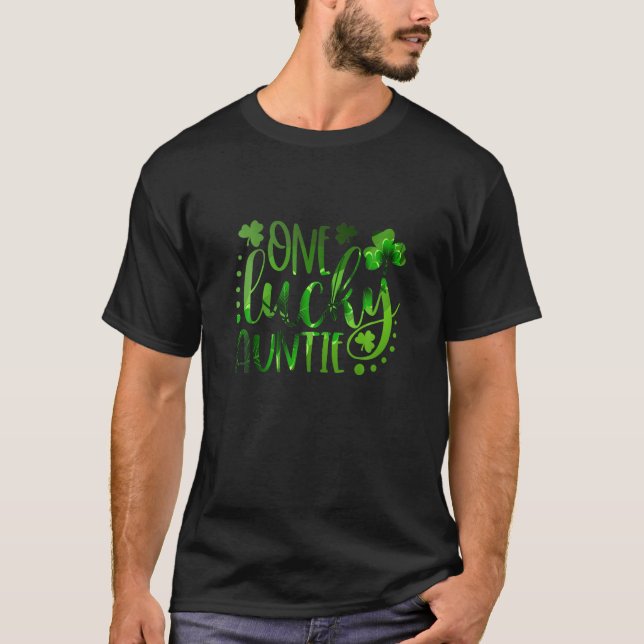 One Lucky Auntie Lucky Shamrock Family St Patrick T-Shirt (Front)