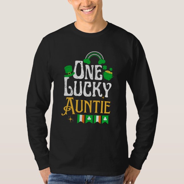 One Lucky Auntie St Patricks Day Irish Shamrock T-Shirt (Front)