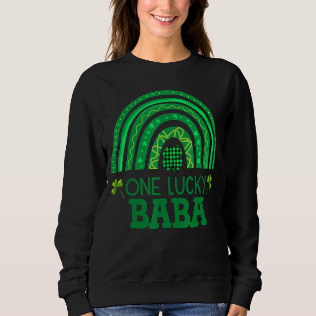 One Lucky Baba Shamrock Patrick S Day Rainbow Iris Sweatshirt (Front)