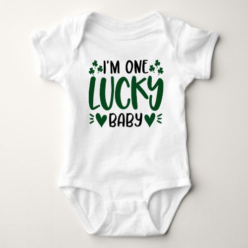 One Lucky Baby Shamrock Clover Saint Patricks Day  Baby Bodysuit